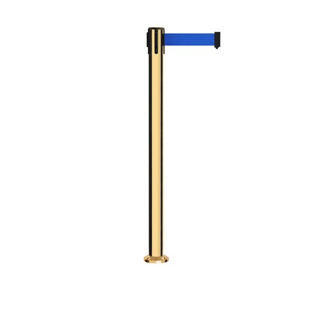 MONTOUR LINE Stanchion Belt Barrier Fixed Base Pol.Brass Post 7.5ftBlue Belt MX630F-PB-BL-75